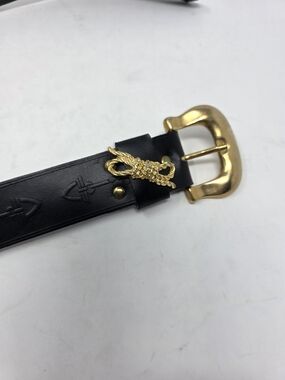 Axcess Black Genuine Leather Belt Made in Italy Gold Buckle Women’s M